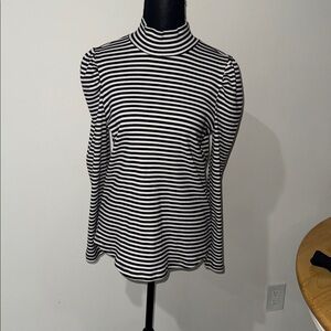 Black and White Chico’s  Striped Turtleneck Top
